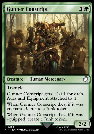 (077) Magic The Gathering Universes Beyond: Fallout Single: Gunner Conscript Holo Uncommon