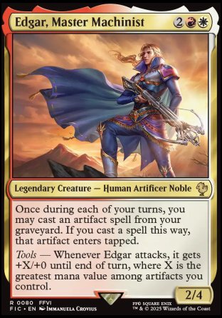 (080) Magic The Gathering Commander: Magic: The Gathering - FINAL FANTASY: Collector's Edition Single: Edgar, Master Machinist Holo Rare