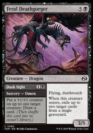 (080) Magic The Gathering Tarkir: Dragonstorm Single: Feral Deathgorger // Dusk Sight Holo Common