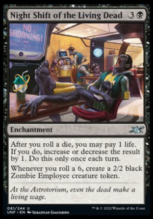 (081) Magic The Gathering Unfinity Single: Night Shift of the Living Dead Holo Uncommon