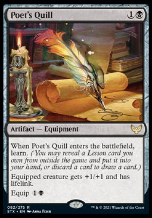 (082) Magic The Gathering Strixhaven: School of Mages Single: Poet's Quill Holo Rare
