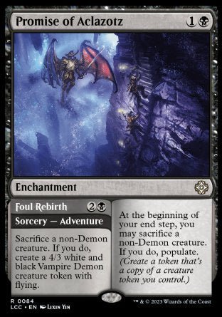 (084) Magic The Gathering Commander: The Lost Caverns of Ixalan Single: Promise of Aclazotz // Foul Rebirth Rare