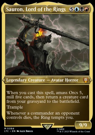 (084) Magic The Gathering Commander: The Lord of the Rings: Tales of Middle-earth: Extras Single: Sauron, Lord of the Rings (V.2) Holo Special