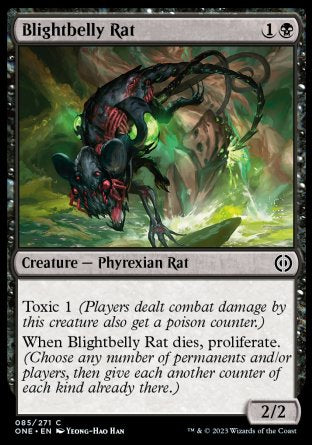 (085) Magic The Gathering Phyrexia: All Will Be One Single: Blightbelly Rat Holo Common