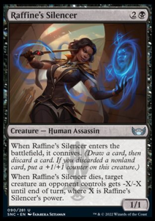 (090) Magic The Gathering Streets of New Capenna Single: Raffine's Silencer Holo Uncommon