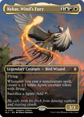 (091) Magic The Gathering Commander: Bloomburrow: Extras Single: Kykar, Wind's Fury Holo Mythic