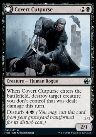(092) Magic The Gathering Innistrad: Midnight Hunt Single: Covert Cutpurse // Covetous Geist Holo Uncommon
