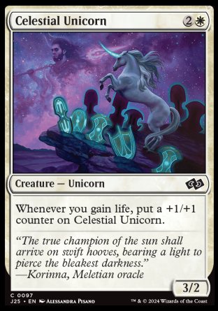 (097) Magic The Gathering Foundations Jumpstart Single: Celestial Unicorn Common