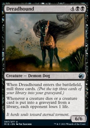 (097) Magic The Gathering Innistrad: Midnight Hunt Single: Dreadhound Holo Uncommon