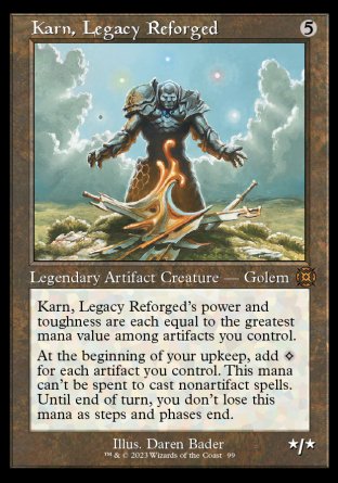 (099) Magic The Gathering March of the Machine: The Aftermath: Extras Single: Karn, Legacy Reforged (V.1) Holo Mythic