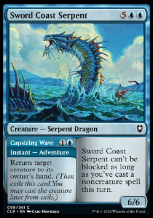 (099) Magic The Gathering Commander Legends: Battle for Baldur's Gate Single: Sword Coast Serpent // Capsizing Wave Holo Common