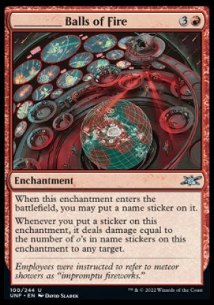 (100) Magic The Gathering Unfinity Single: _____ Balls of Fire Holo Uncommon