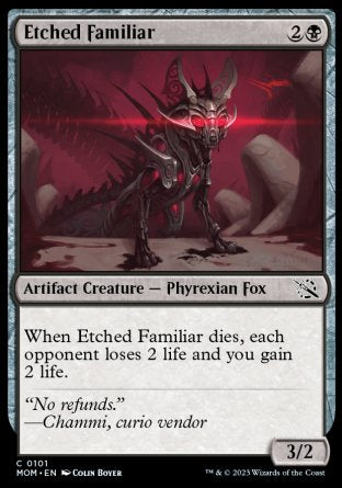 (101) Magic The Gathering March of the Machine Single: Etched Familiar Holo Common