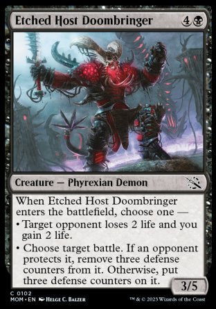 (102) Magic The Gathering March of the Machine Single: Etched Host Doombringer Holo Common