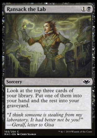 (103/254) Magic The Gathering Modern Horizons Single: Ransack the Lab Holo Common