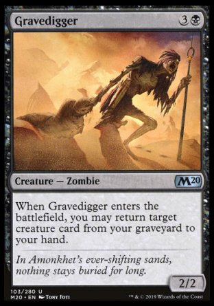 (103/280) Magic The Gathering Core 2020 Single: Gravedigger Uncommon
