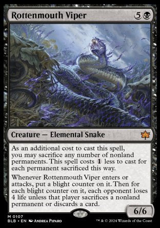 (107) Magic The Gathering Bloomburrow Single: Rottenmouth Viper Holo Mythic