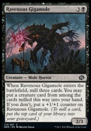 (113) Magic The Gathering The Brothers' War Single: Ravenous Gigamole Holo Common