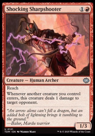 (121) Magic The Gathering Tarkir: Dragonstorm Single: Shocking Sharpshooter Holo Uncommon