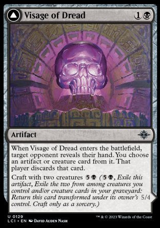 (129) Magic The Gathering The Lost Caverns of Ixalan Single: Visage of Dread // Dread Osseosaur Holo Uncommon
