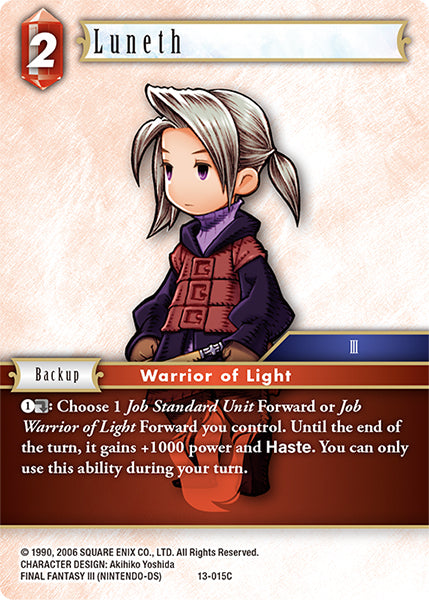 (015) Final Fantasy TCG Opus XIII: Crystal Radiance Single: Luneth (13-015) Common