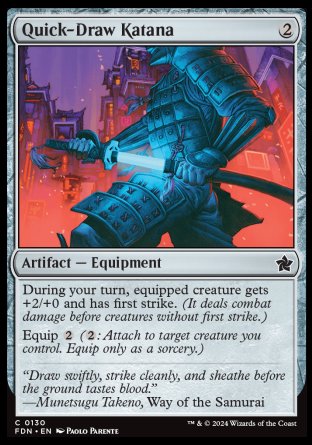 (130) Magic The Gathering Magic: The Gathering Foundations Single: Quick-Draw Katana Holo Common