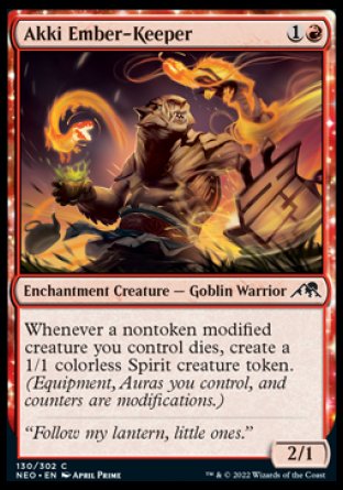 (130) Magic The Gathering Kamigawa: Neon Dynasty Single: Akki Ember-Keeper Holo Common