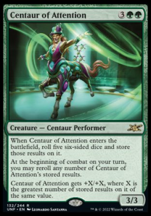 (132) Magic The Gathering Unfinity Single: Centaur of Attention Holo Rare