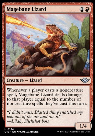 (134) Magic The Gathering Outlaws of Thunder Junction Single: Magebane Lizard Holo Uncommon