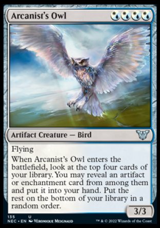 (135) Magic The Gathering Commander: Kamigawa: Neon Dynasty Single: Arcanist's Owl Uncommon