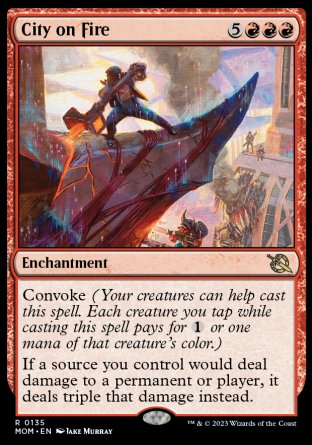 (135) Magic The Gathering March of the Machine Single: City on Fire Rare