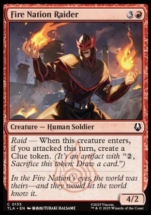 (135) Magic The Gathering Magic: The Gathering | Avatar: The Last Airbender Single: Fire Nation Raider Holo Common