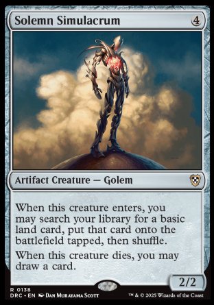 (138) Magic The Gathering Commander: Aetherdrift Single: Solemn Simulacrum Rare