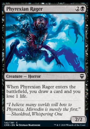 (142/361) Magic The Gathering Commander Legends Single: Phyrexian Rager Holo Common