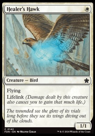 (142) Magic The Gathering Magic: The Gathering Foundations Single: Healer's Hawk Holo Common