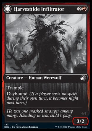 (143) Magic The Gathering Innistrad: Double Feature Single: Harvesttide Infiltrator // Harvesttide Assailant Holo Common
