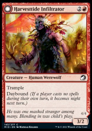(143) Magic The Gathering Innistrad: Midnight Hunt Single: Harvesttide Infiltrator // Harvesttide Assailant Holo Common
