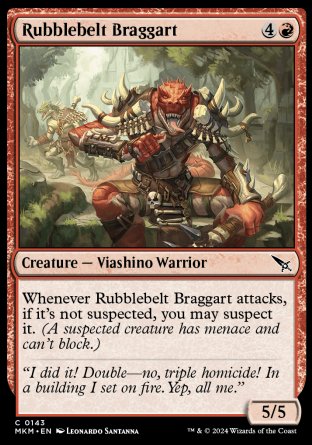 (143) Magic The Gathering Murders at Karlov Manor Single: Rubblebelt Braggart Holo Common