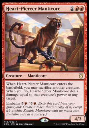 (146) Magic The Gathering Commander 2019 Single: Heart-Piercer Manticore Holo Rare