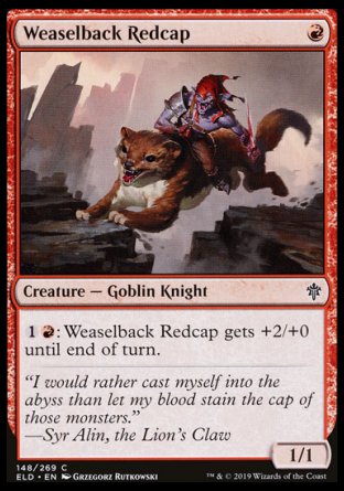 (148/269) Magic The Gathering Throne of Eldraine Single: Weaselback Redcap Holo Common