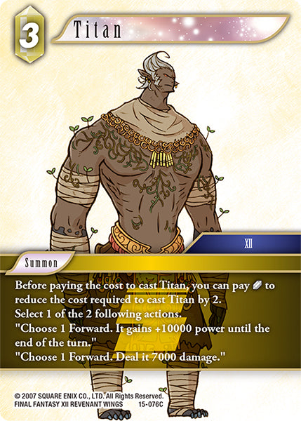 (076) Final Fantasy TCG Crystal Dominion Single: Titan (15-076) Holo Common
