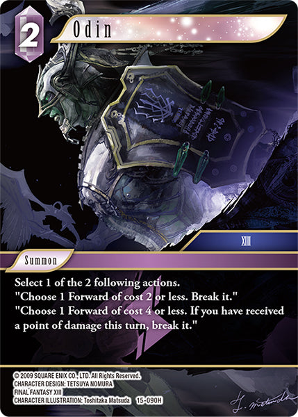 (090) Final Fantasy TCG Crystal Dominion Single: Odin (15-090) (V.1) Holo Hero