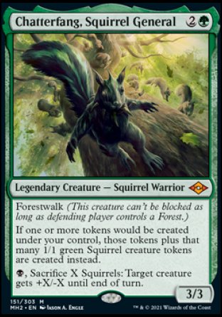 (151) Magic The Gathering Modern Horizons 2 Single: Chatterfang, Squirrel General Holo Mythic