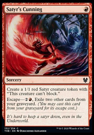 (152/254) Magic The Gathering Theros Beyond Death Single: Satyr's Cunning Holo Common