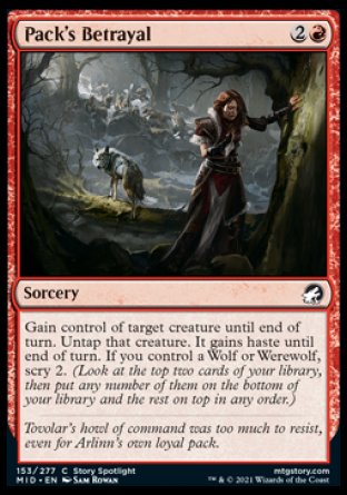 (153) Magic The Gathering Innistrad: Midnight Hunt Single: Pack's Betrayal Holo Common