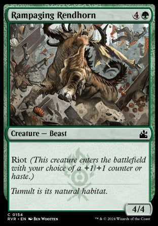 (154) Magic The Gathering Ravnica Remastered Single: Rampaging Rendhorn Holo Common