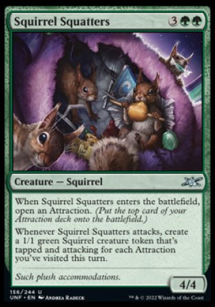 (156) Magic The Gathering Unfinity Single: Squirrel Squatters Holo Uncommon