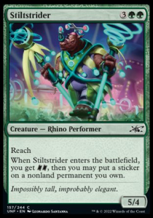 (157) Magic The Gathering Unfinity Single: Stiltstrider Holo Common
