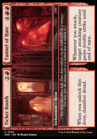 (158) Magic The Gathering Duskmourn: House of Horror Single: Ticket Booth // Tunnel of Hate Holo Common