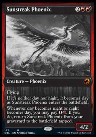 (162) Magic The Gathering Innistrad: Double Feature Single: Sunstreak Phoenix Holo Mythic